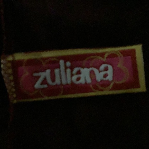 Zuliana Size Small Burgundy Bedazzled Ruffle Side Tie Skirt. Made in USA. New - Picture 3 of 4